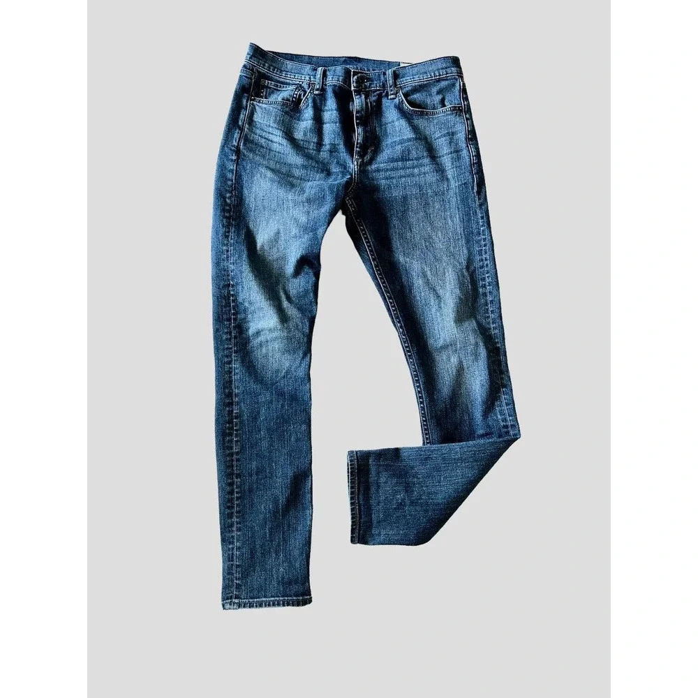 Rag & Bone New York Fit 1 Skinny Med Blue Hughes Stretch Denim Jeans 34x32 EUC - Picture 1 of 14